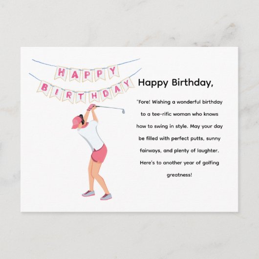 Golf Woman Golfer gaat golfen Briefkaart (Voorkant)