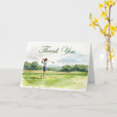 Golf Woman golfer is aan het golfen op een golfbaa Kaart (Gele Bloem)