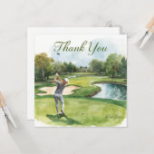 Golf Woman golfer is aan het golfen op een golfbaa Kaart (Voorkant / Achterkant in situ)