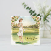 Golf Woman golfer on golf course Bridal  Kaart (Staand voorkant)