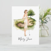Golf Woman golfer on golf course Bridal  Kaart (Staand voorkant)