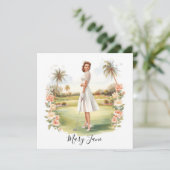 Golf Woman golfer on golf course Bridal  Kaart (Staand voorkant)