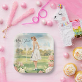 Golf Woman golfer on golf course Bridal  Papieren Bordje (Feest)