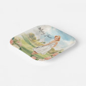 Golf Woman golfer on golf course Bridal  Papieren Bordje (Gebogen)