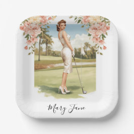 Golf Woman golfer on golf course Bridal Papieren Bordje