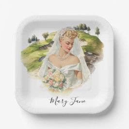 Golf Woman golfer on golf course Bridal Papieren Bordje
