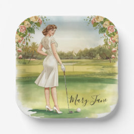 Golf Woman golfer on golf course Bridal Papieren Bordje