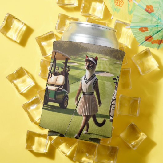 Golf Woman Golfer voor Cat Lover Blikjeskoeler (Insitu Zomer)