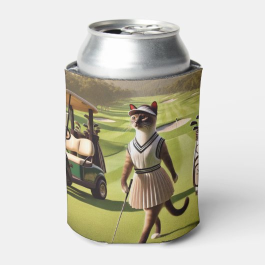 Golf Woman Golfer voor Cat Lover Blikjeskoeler (Blikje Voorkant)