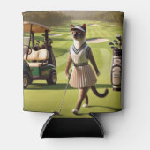 Golf Woman Golfer voor Cat Lover Blikjeskoeler (Voorkant)