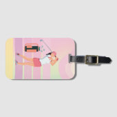 Golf Woman heeft een roze achtergrond Bagagelabel (Voorkant (horizontaal))