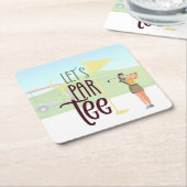 GOLF Woman Let Par T-shirt Party for golfer Kartonnen Onderzetters (Schuin)