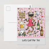 Golf Woman thema voor Bachelorette Party Pink Briefkaart (Voorkant / Achterkant)