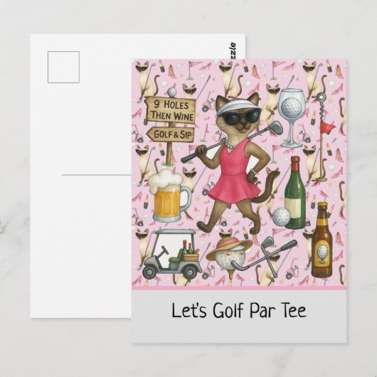 Golf Woman thema voor Bachelorette Party Pink Briefkaart (Voorkant / Achterkant)