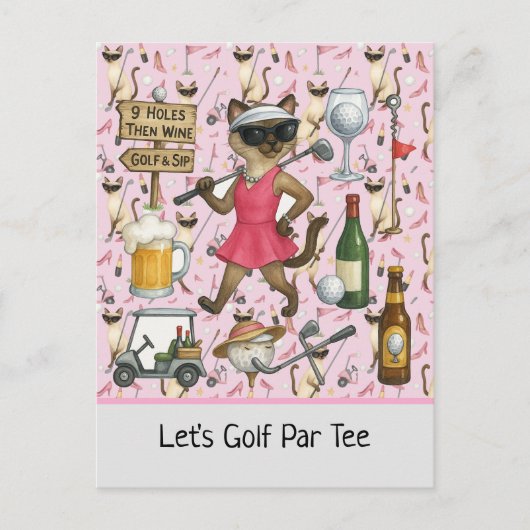 Golf Woman thema voor Bachelorette Party Pink Briefkaart (Voorkant)