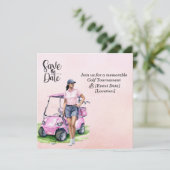 Golf Woman toernooi Roze thema Kaart (Staand voorkant)