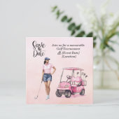 Golf Woman toernooi Roze thema Kaart (Staand voorkant)