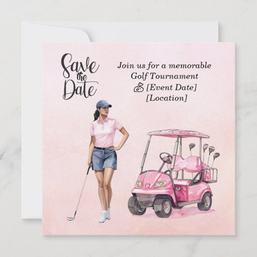 Golf Woman toernooi Roze thema Kaart (Voorkant)
