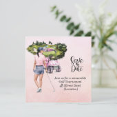 Golf Woman toernooi Roze thema Kaart (Staand voorkant)