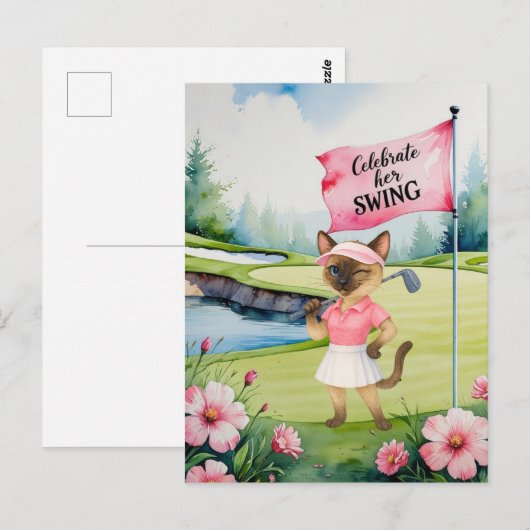 Golf Woman Toernooi voor Siamese Cat Golfer Briefkaart (Voorkant / Achterkant)