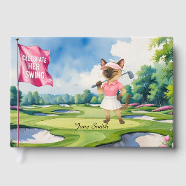 Golf Woman Toernooi voor Siamese Cat Golfer Gastenboek