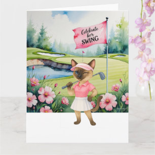 Golf Woman Toernooi voor Siamese Cat Golfer Kaart