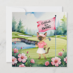 Golf Woman Toernooi voor Siamese Cat Golfer Kaart