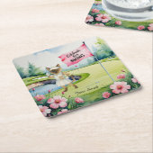 Golf Woman Toernooi voor Siamese Cat Golfer Kartonnen Onderzetters (Schuin)