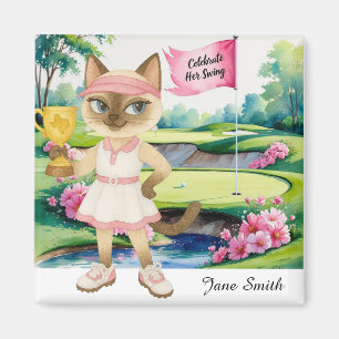 Golf Woman Toernooi voor Siamese Cat Golfer Magneet