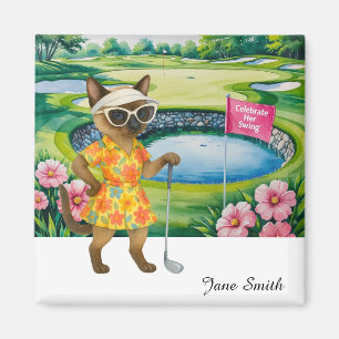 Golf Woman Toernooi voor Siamese Cat Golfer Magneet