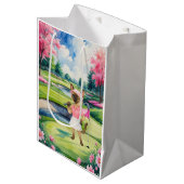 Golf Woman Toernooi voor Siamese Cat Golfer Medium Cadeauzakje (Voorkant Gekanteld)
