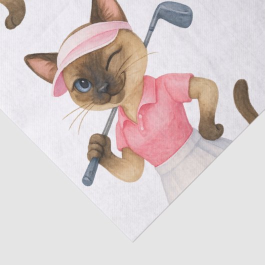 Golf Woman Toernooi voor Siamese Cat Golfer Tissuepapier (Detail)