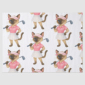 Golf Woman Toernooi voor Siamese Cat Golfer Tissuepapier (Voorkant)