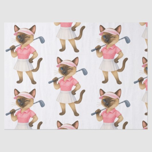Golf Woman Toernooi voor Siamese Cat Golfer Tissuepapier (Voorkant)