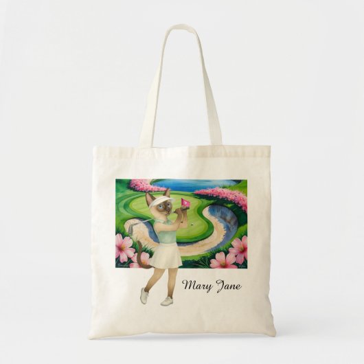 Golf Woman Toernooi voor Siamese Kattenliefhebbers Tote Bag (Voorkant)