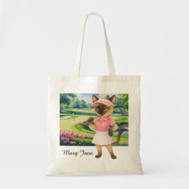 Golf Woman Toernooi voor Siamese Kattenliefhebbers Tote Bag