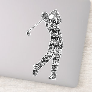 Golf Word Art, Golfende Typografie Sticker