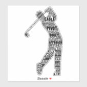 Golf Word Art, Golfende Typografie Sticker (Vel)