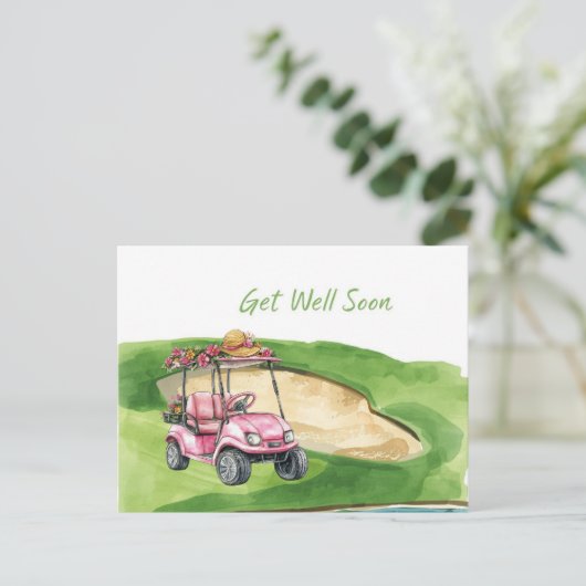Golf Word snel beter met Golf Cart op groen Briefkaart (Staand voorkant)