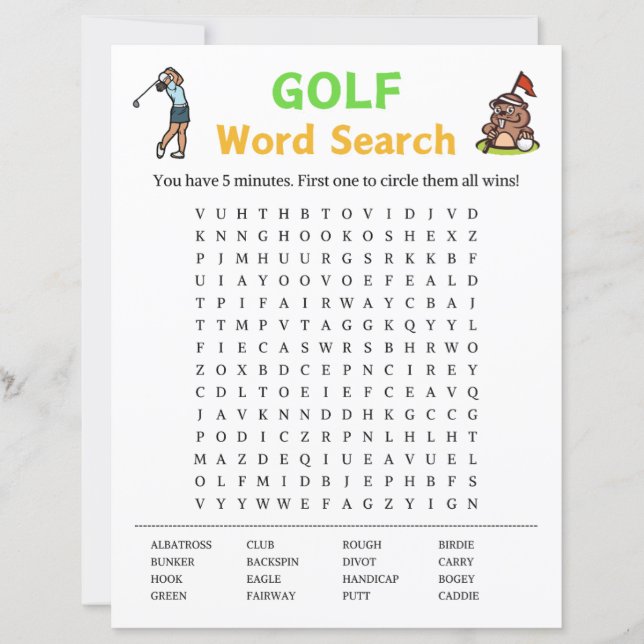 Golf Word Zoeken spel (Voorkant)