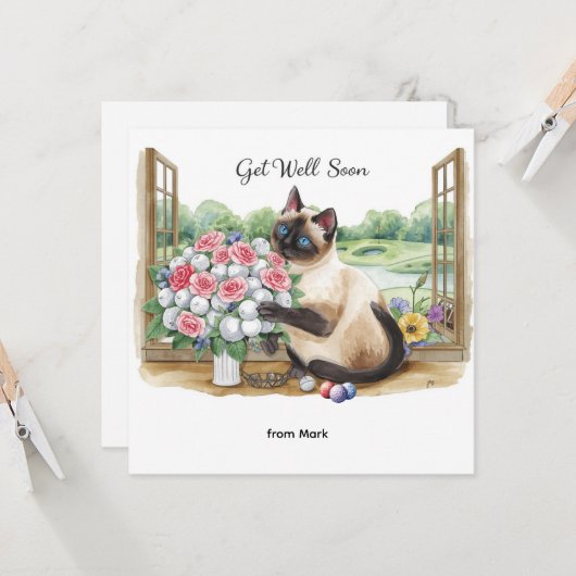 Golf wordt snel goed met golfbal en bloemen kaart (Voorkant / Achterkant in situ)