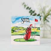 Golf wordt snel goed met golftas op putting green (Staand voorkant)