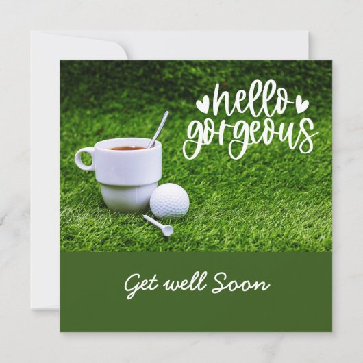 Golf wordt snel goed met kop thee en golfbal kaart (Voorkant)