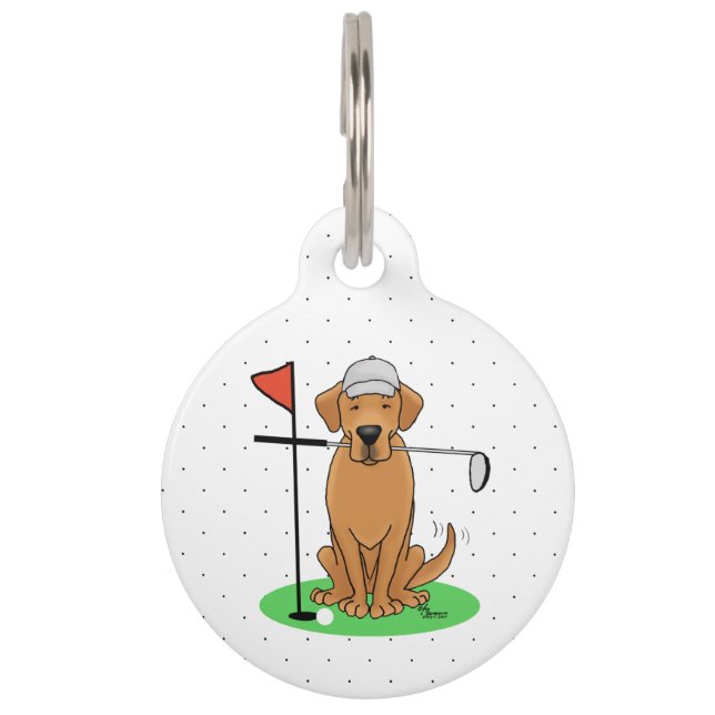 Golf Yellow Lab Labrador Retriever Dog (geel 5) Huisdierpenning (Voorkant)