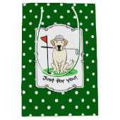 Golf Yellow Labrador Retriever Dog - Cute Medium Cadeauzakje (Voorkant)