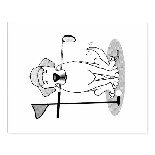Golf Yellow Labrador Retriever Dog - Cute Rubberstempel (Afrduk)
