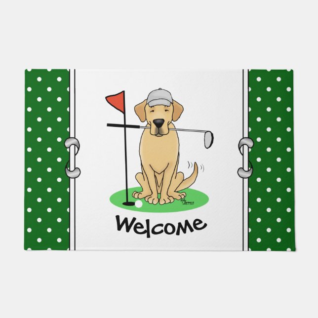 Golf Yellow Labrador Retriever (geel 3) Dog - Cute Deurmat (Voorkant)