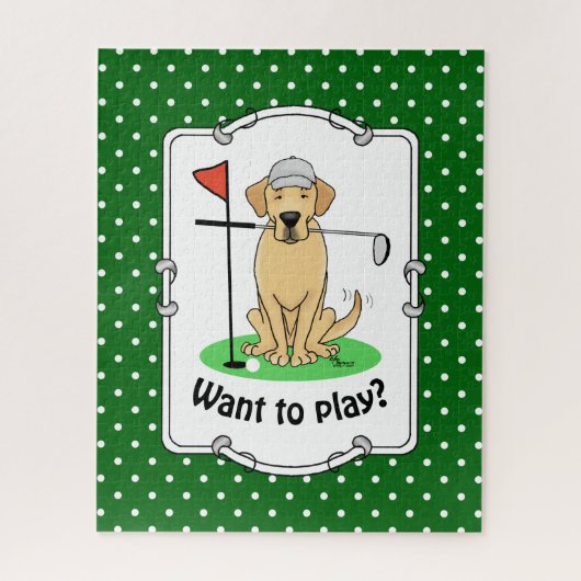 Golf Yellow Labrador Retriever (geel 3) Dog - Cute Legpuzzel (Verticaal)