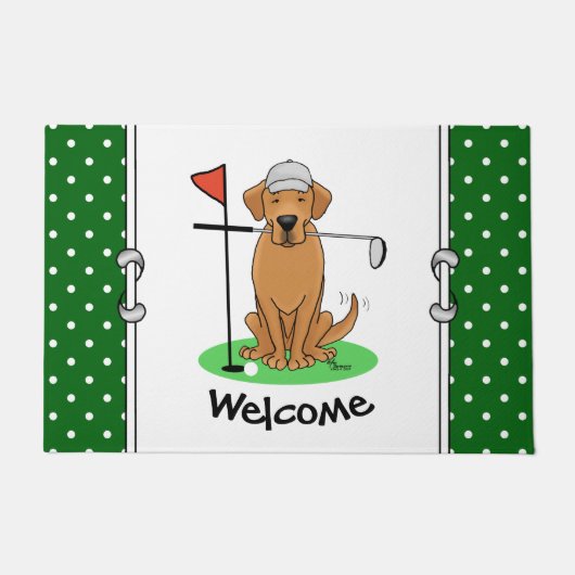 Golf Yellow Labrador Retriever (geel 5) Dog - Cute Deurmat (Voorkant)
