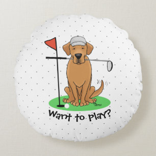 Golf Yellow Labrador Retriever (geel 5) Dog - Cute Rond Kussen
